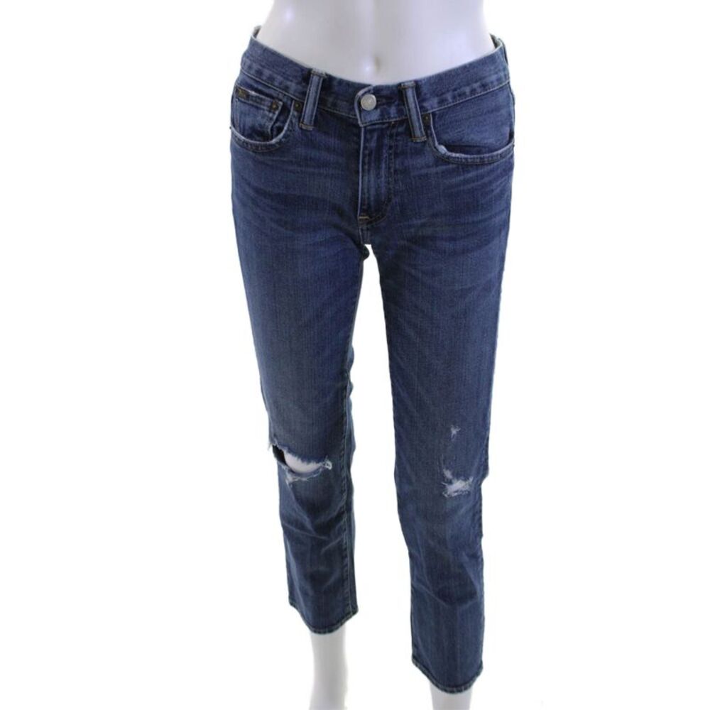 Polo Ralph Lauren Women Ankle Cropped Dark Blue Mid Rise Jeans Size 25